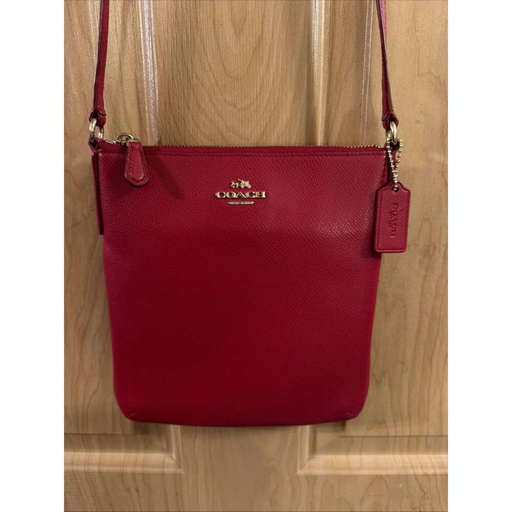 Coach North South Crossbody Bag-Red w/ Adjustable Strap Gold Hardware.Excellent! - Picture 2 of 16
